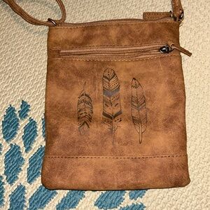 Brown feather crossbody LAST CHANCE BEFORE ITS DONATED